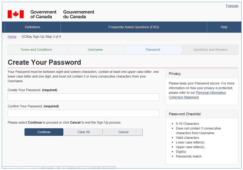 Screenshot - Create your password