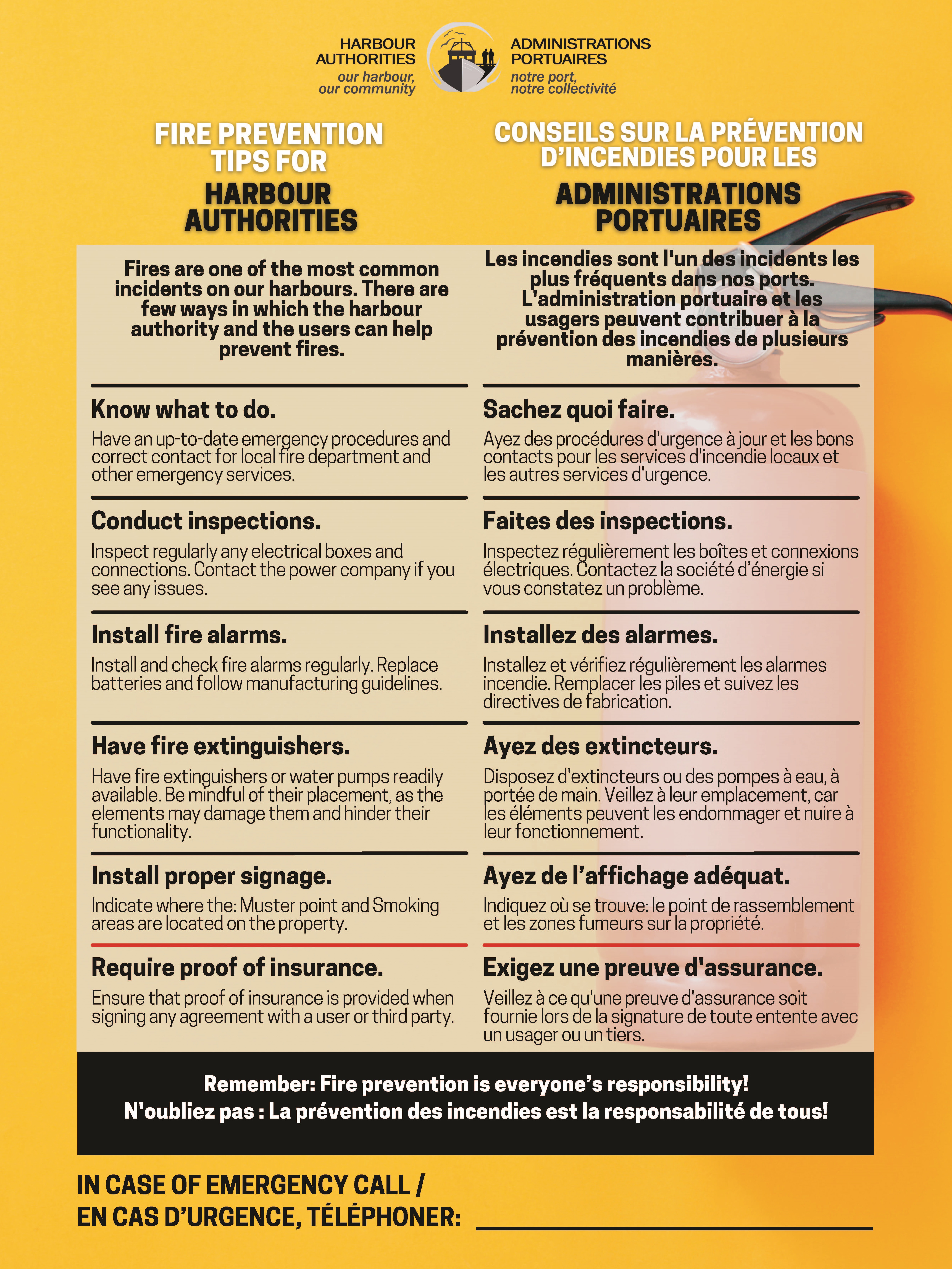 Infographic: Fire prevention tips for Harbour Authorities
