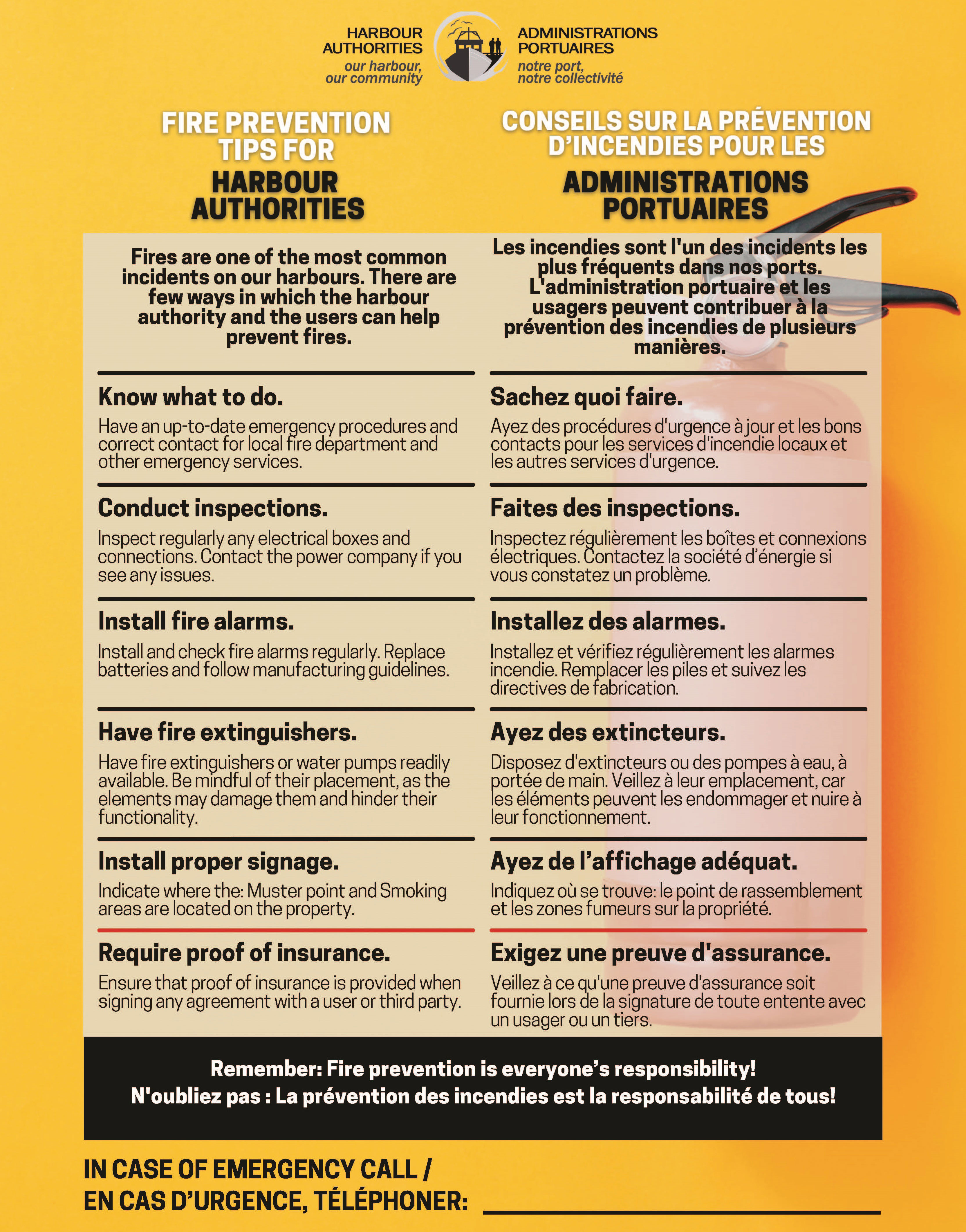Infographic: Fire prevention tips for Harbour Authorities