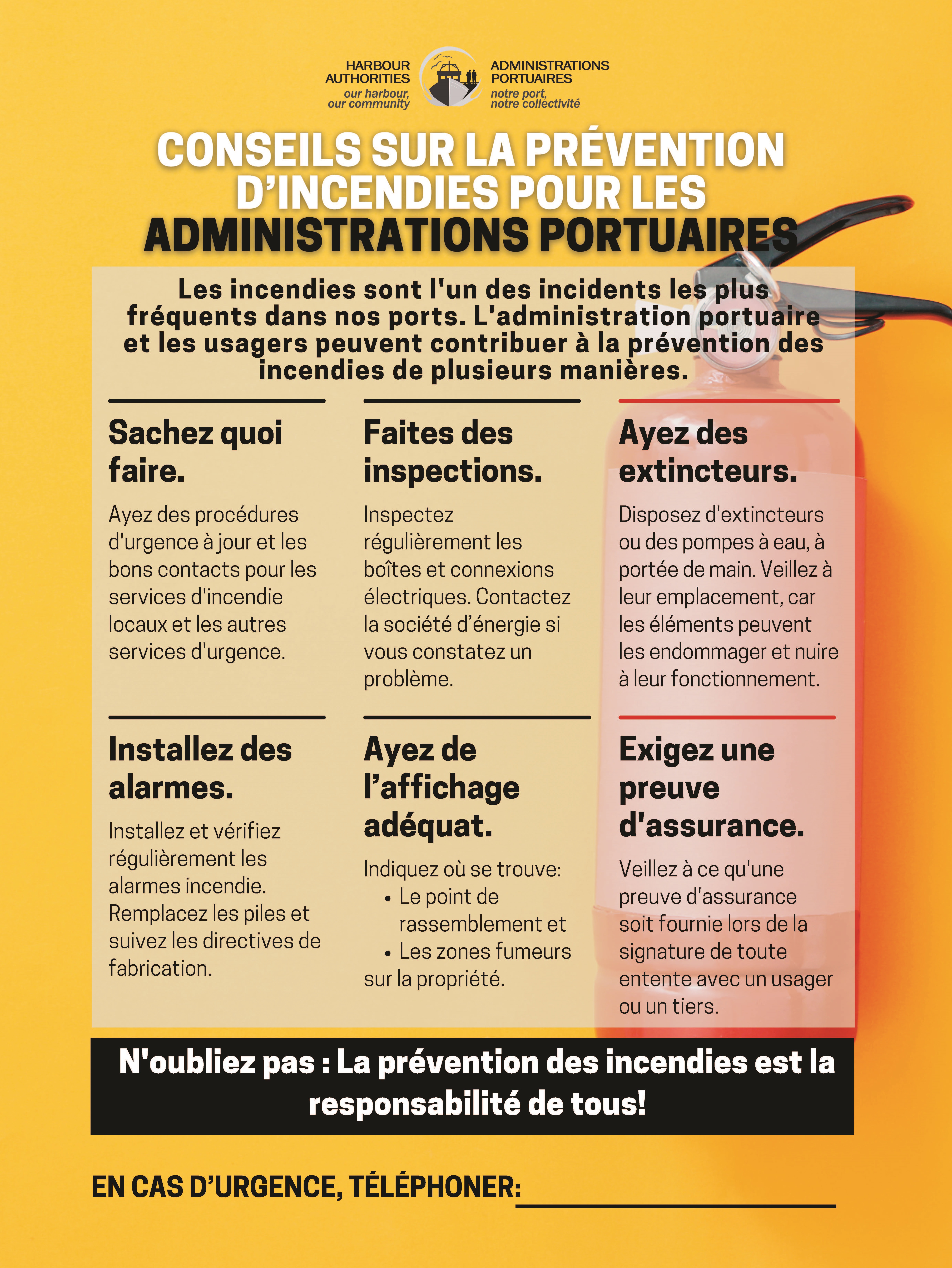 Conseils de prévention des incendies pour les autorités portuaires