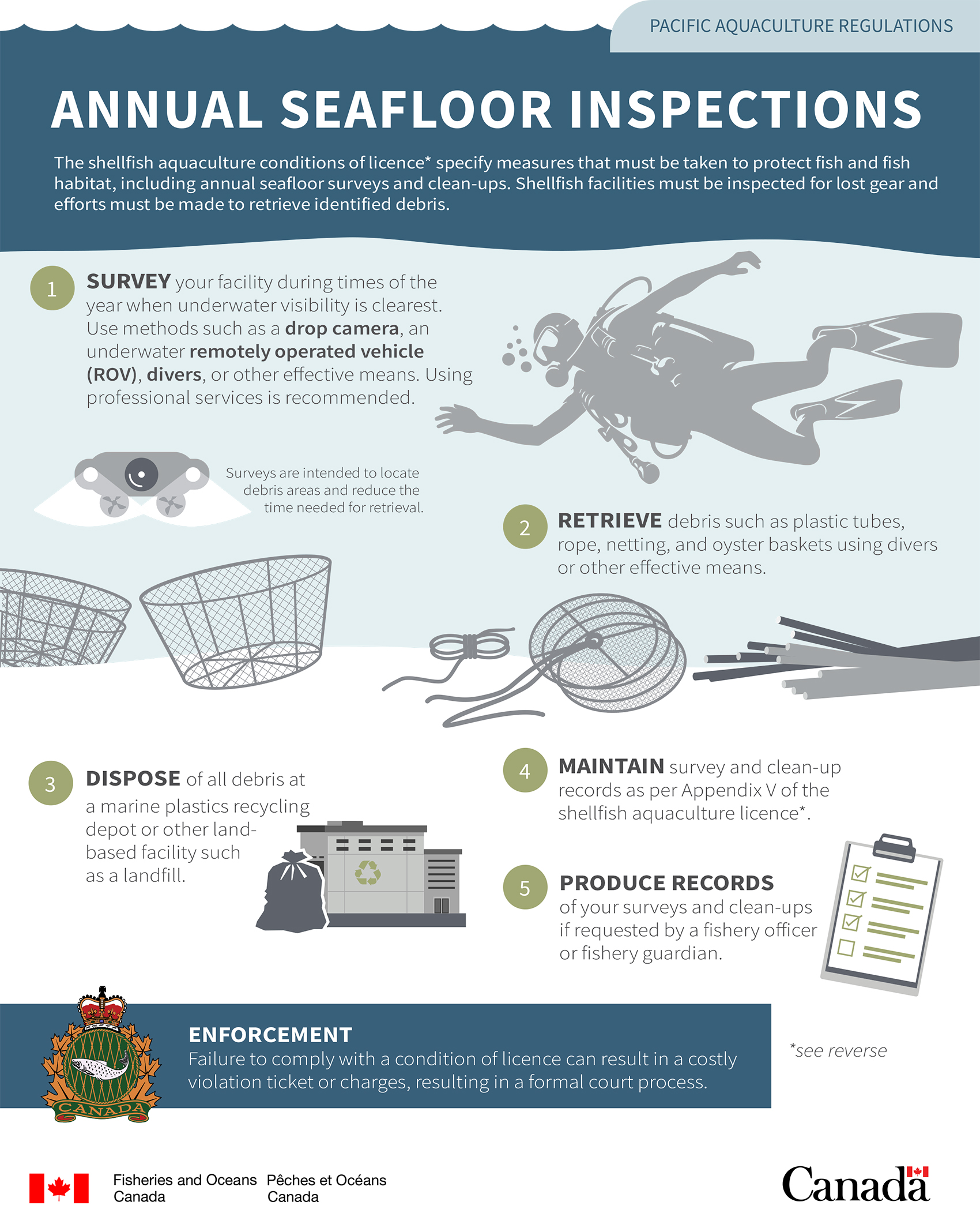 Infographic: Pacific aquaculture regulations - annual seafloor inspections