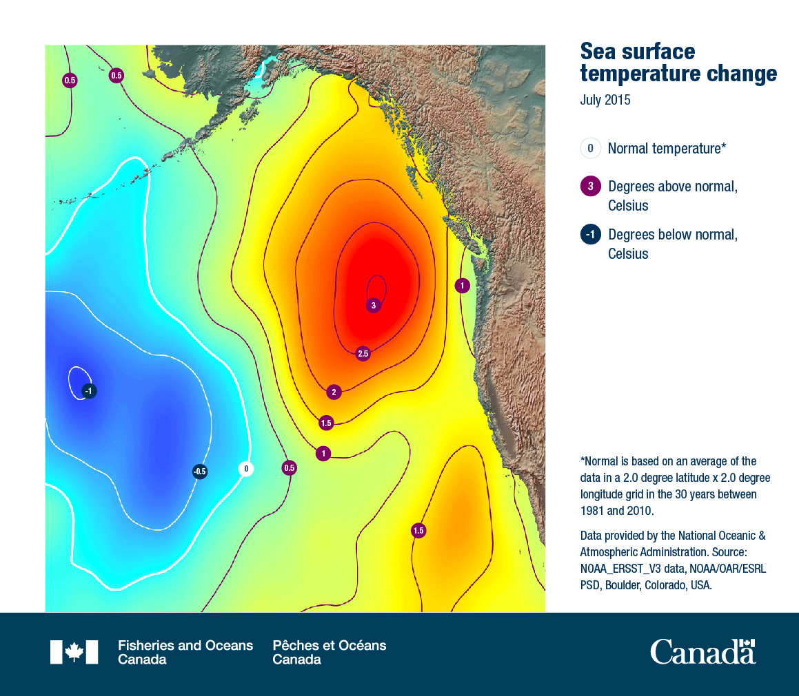 Canada’s Oceans Now, Pacific Ecosystems 2021 - Sea surface temperature change