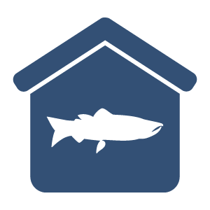 l'icône d'un poisson sur une maison