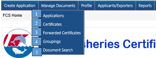 Image of Manage Documents Navigation Menu