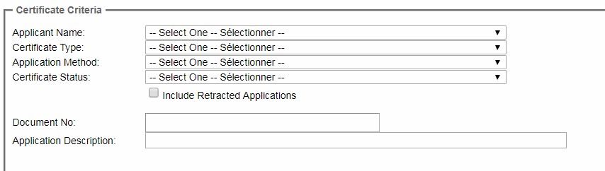Image of Certificate criteria search
