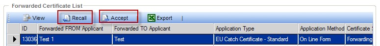 Image of Recall and Accept button