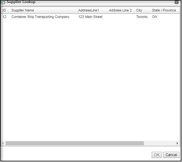 Image of Supplier Lookup window