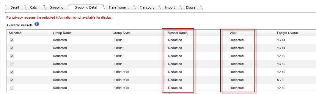 Image of Vessel Name and VRN sections
