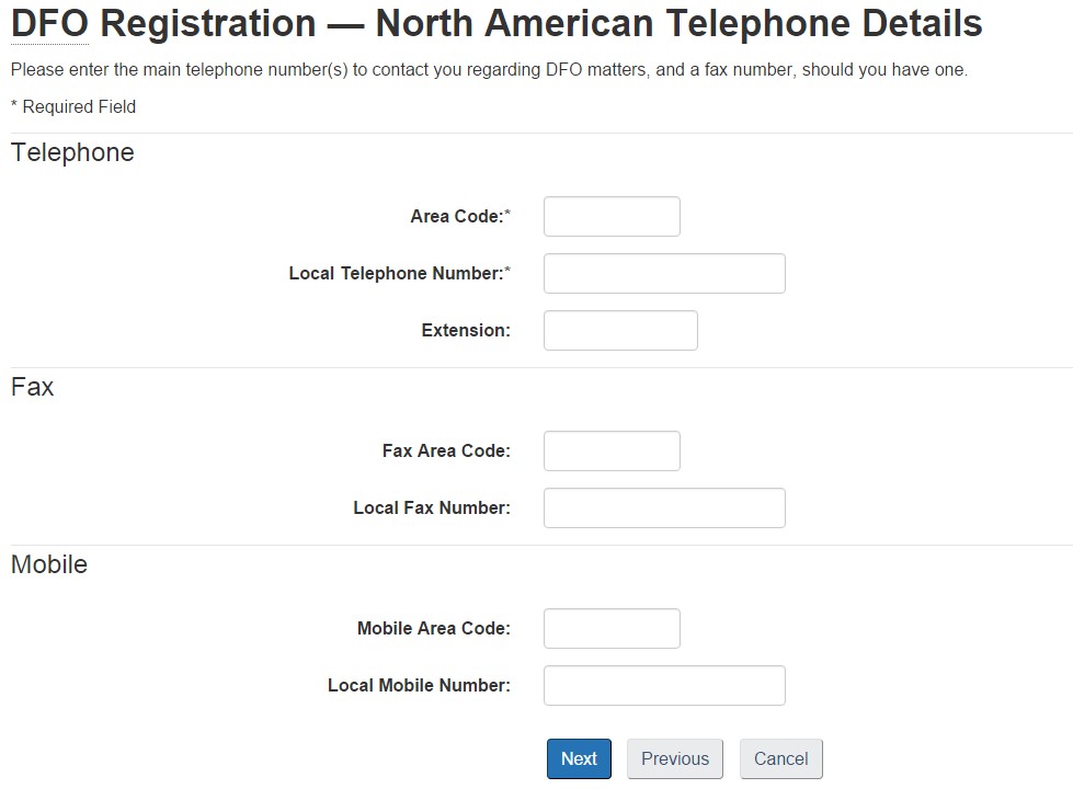 North American telephone details page