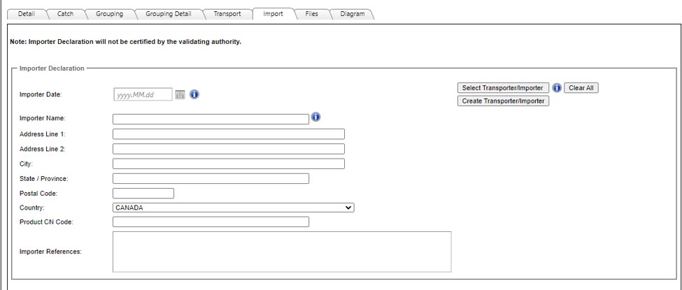 Image of Import tab