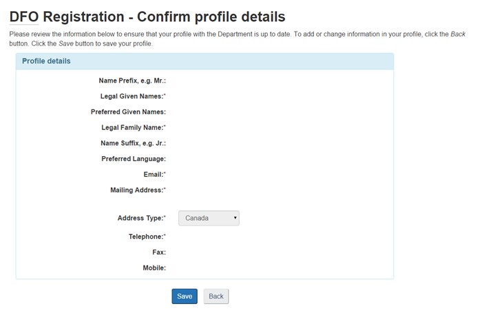 Confirm profile details page