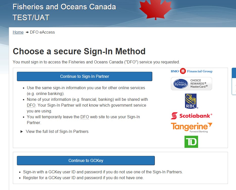 Chose a sesure Sign-In Method page
