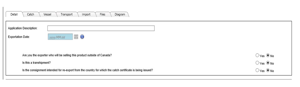 Image of Detail tab for a Catch Certificate