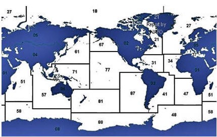 Image of map of major fishing areas