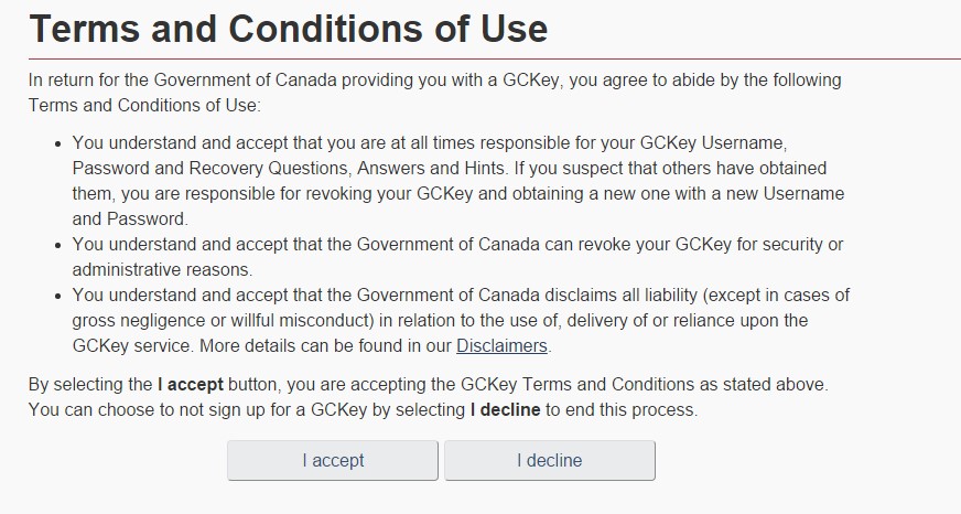 Terms and Condition of Use page