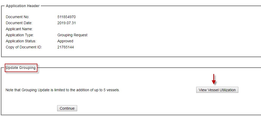 Image of View Vessel Utilization button