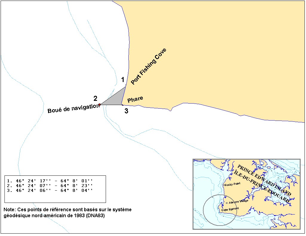 Carte de la zone d’exclusion dans le chenal de la Grande-Entrée dans la ZPH 16D