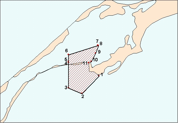Map showing the exclusion coordinates