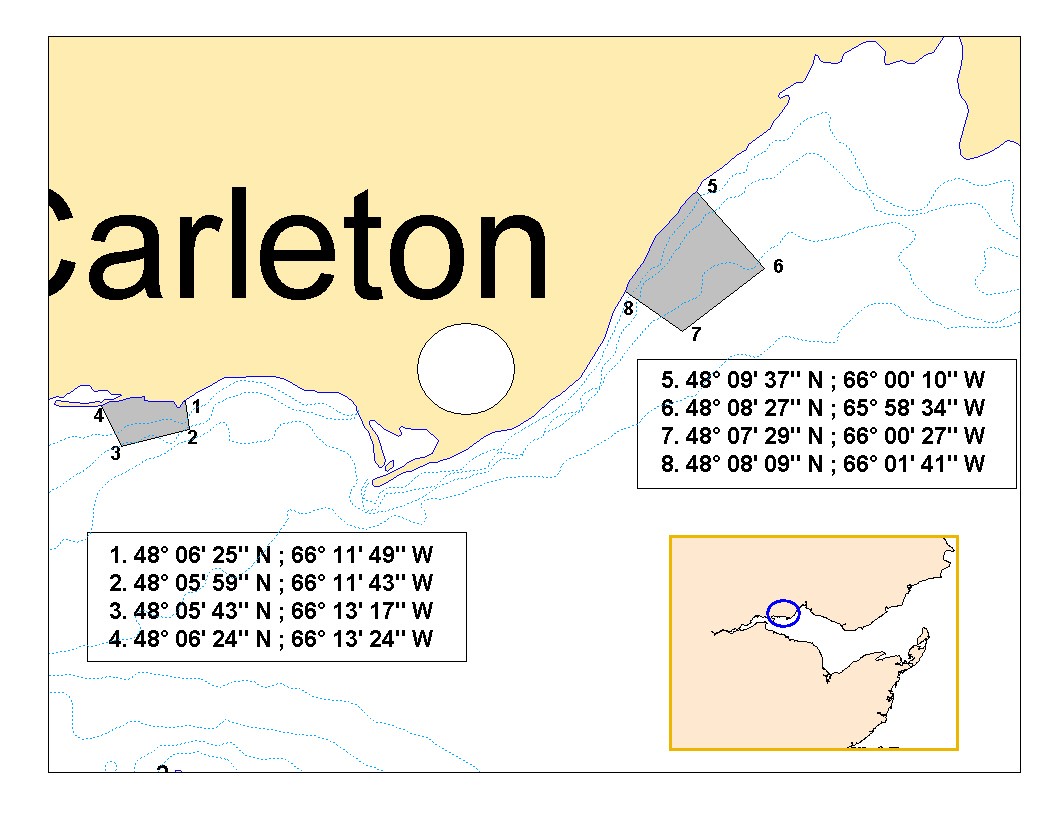 Map showing the closure coordinates