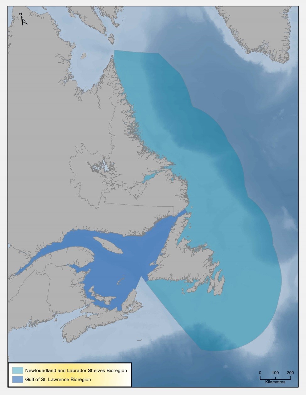 Map showing the bioregion boundaries on the East coast.