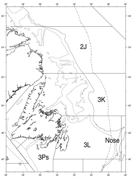 Nautical chart of the Northeast Atlantic Ocean off Newfoundland and Labrador