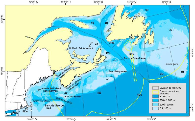 Carte du Secteur de Scotia-Fundy, région des Maritimes