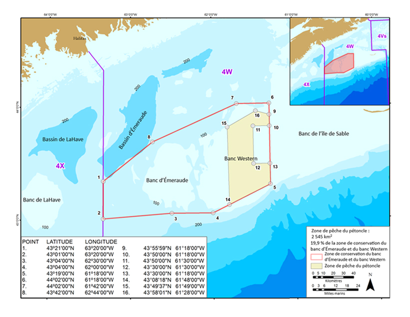 Figure 11 : Zone de conservation du banc d’Émeraude et du banc Western