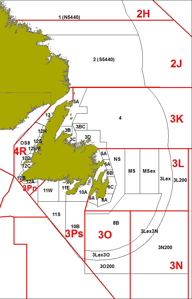 Carte de la zone de pêche du crabe (ZPC)