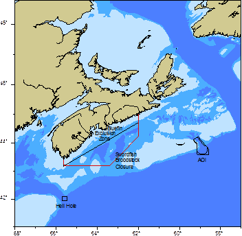 Carte des zones interdites pour l’espadon