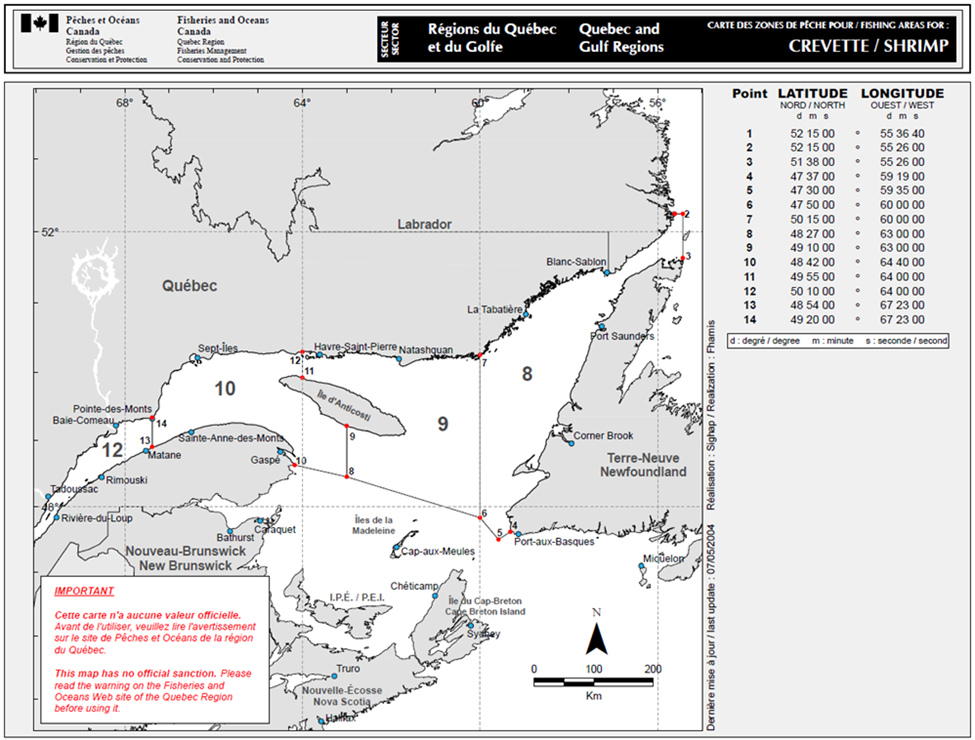 Map of Atlantic Canada. Text version follows.