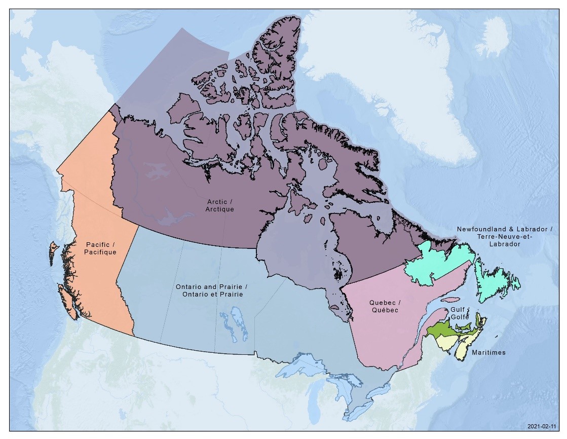 Carte des régions administratives du MPO