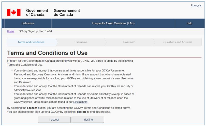 Screenshot - Terms and conditions of use