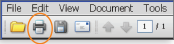 This is an image of the PDF Reader tool bar, where the printer icon is circled in orange