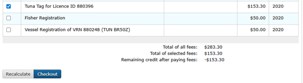 This is an image of the Credit Allocation screen, where the Credit Allocation hyperlink, Recalculate and Checkout buttons are circled in orange
