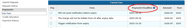 This is an image of the Pay Fees screen, where the Payments hyperlink is circled in orange