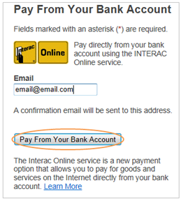 This is an image of the Pay From Your Bank Account screen