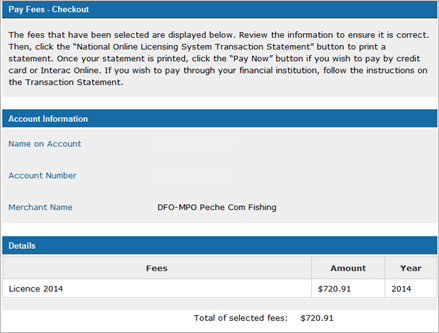 This is an image of the Pay Fees- Checkout screen