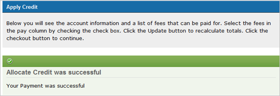 This is an image of the Apply Credit screen