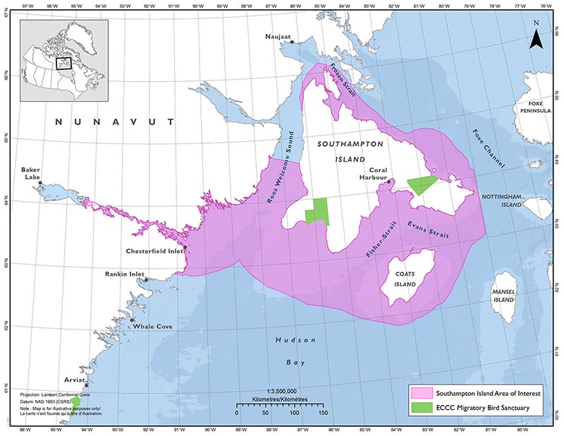 Map: Southampton Island Area of Interest (AOI)