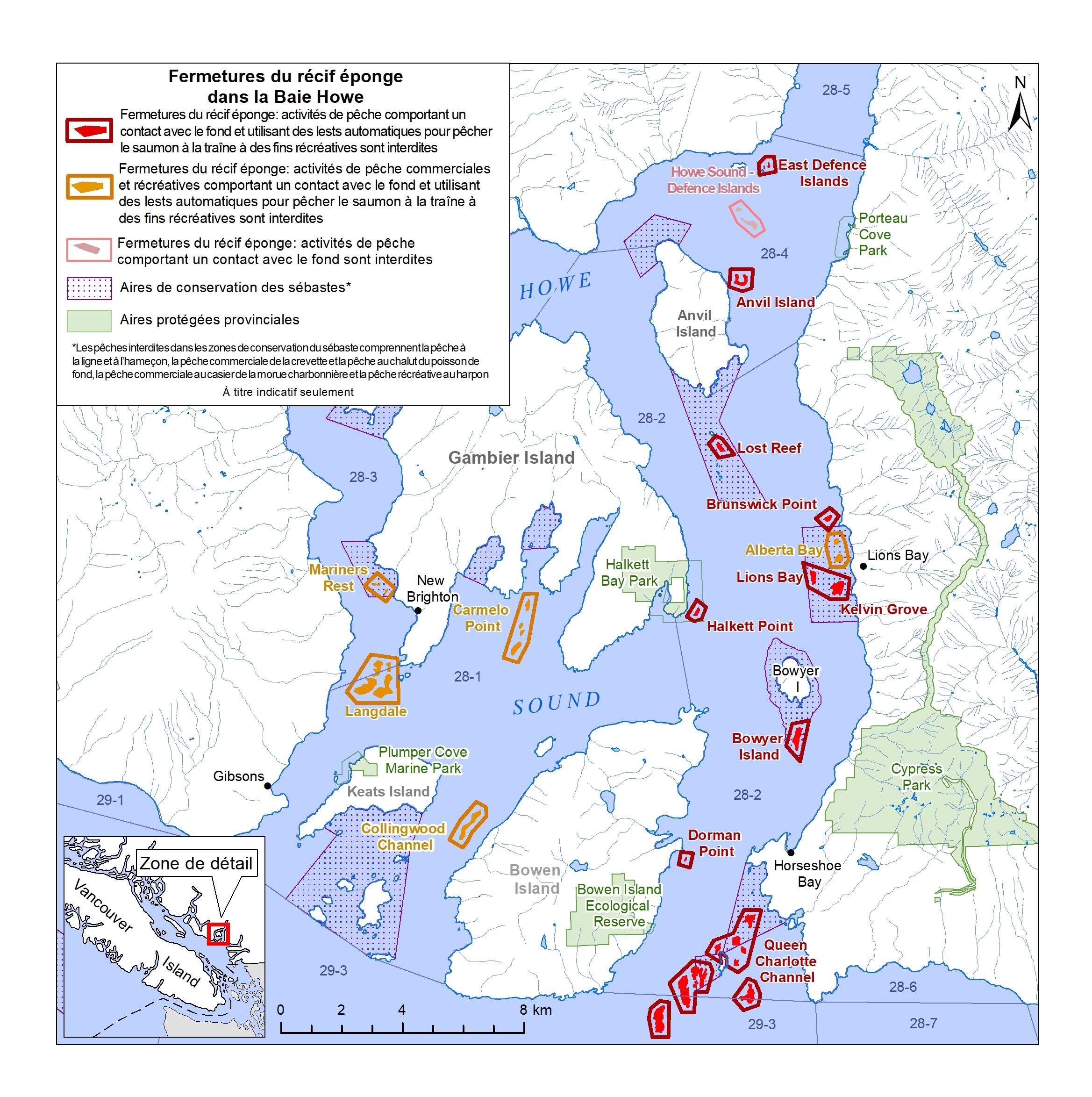 Fermetures du récif éponge – Baie de Howe
