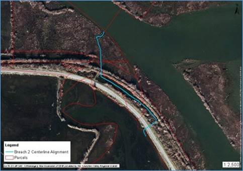 Map of planned breach to improve connectivity between Koksilah and Cowichan River estuaries.