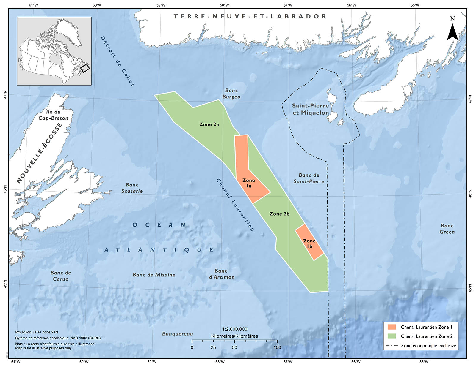 Carte : Zone de protection marine (ZPM) du chenal Laurentien