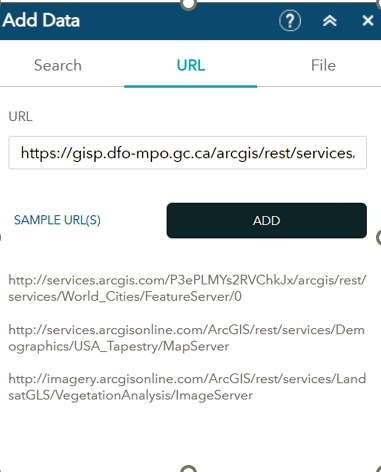 Add Data widget with URL.