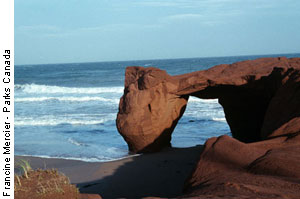 Îles de la Madeleine, rock arch on coastline