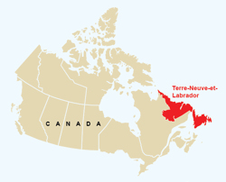 Carte du Canada, indiquant où se trouve Terre-Neuve-et-Labrador