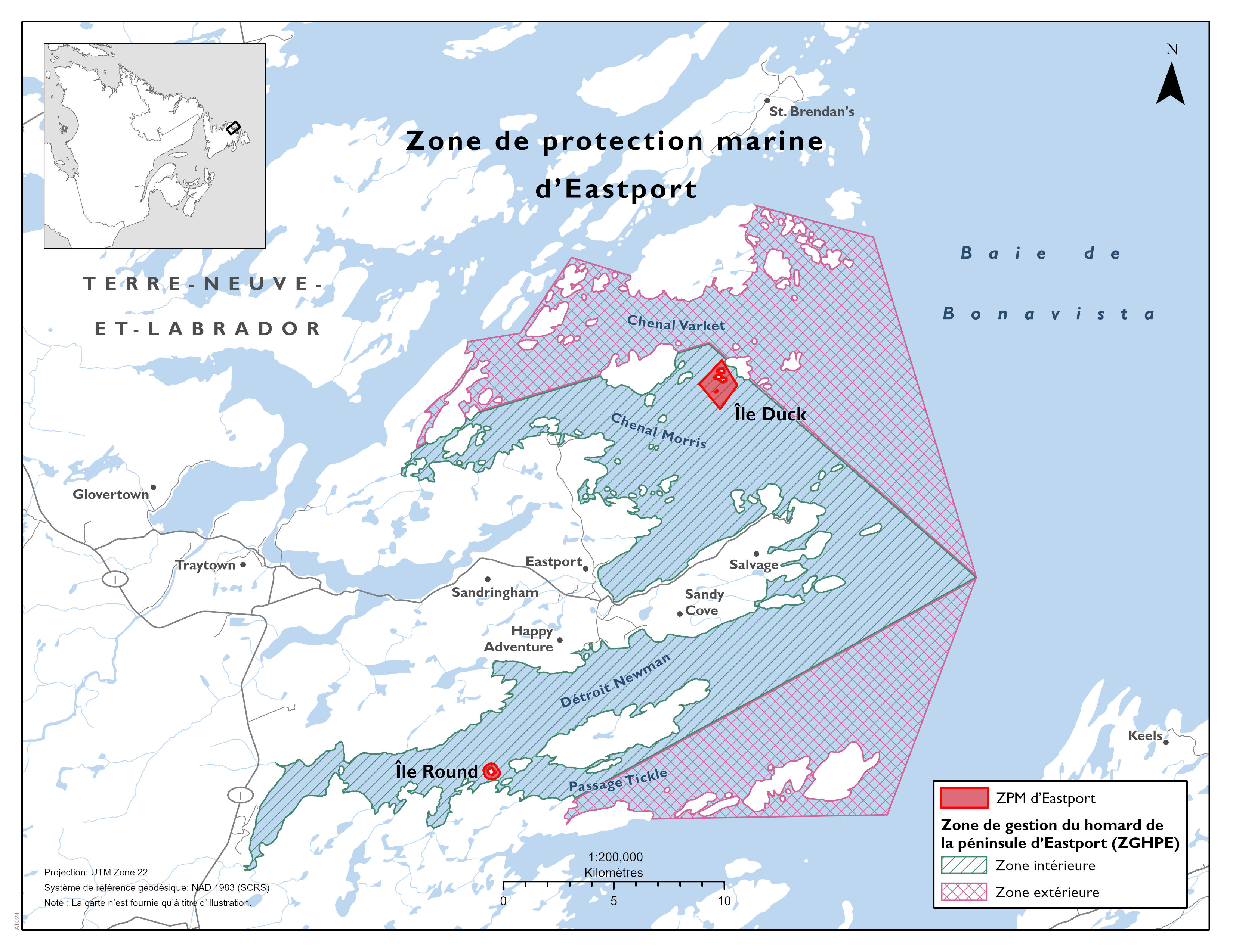 Carte de la zone de protection marine d'Eastport.