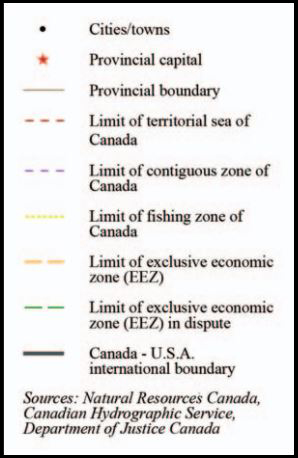 Légende: Zones maritimes du Canada