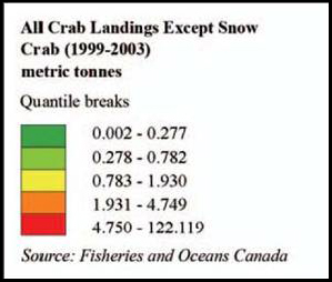 Legend: Crab Landings (Except Snow Crab) (1999-2003)