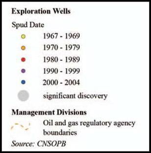 Legend: Exploration Wells and Significant Discoveries