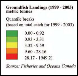 Legend: Seasonal Groundfish Landings (1999-2003)